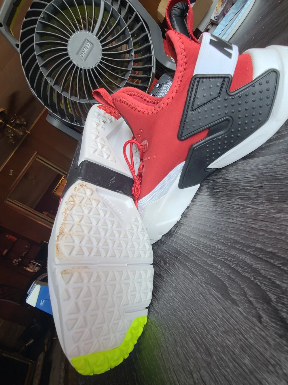 Nike Kids Red, White and Neon Green Sneakers